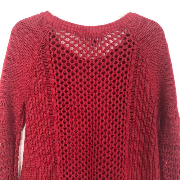 American Eagle Wool Blend Cable Knit Red Sweater S - Picture 6 of 9